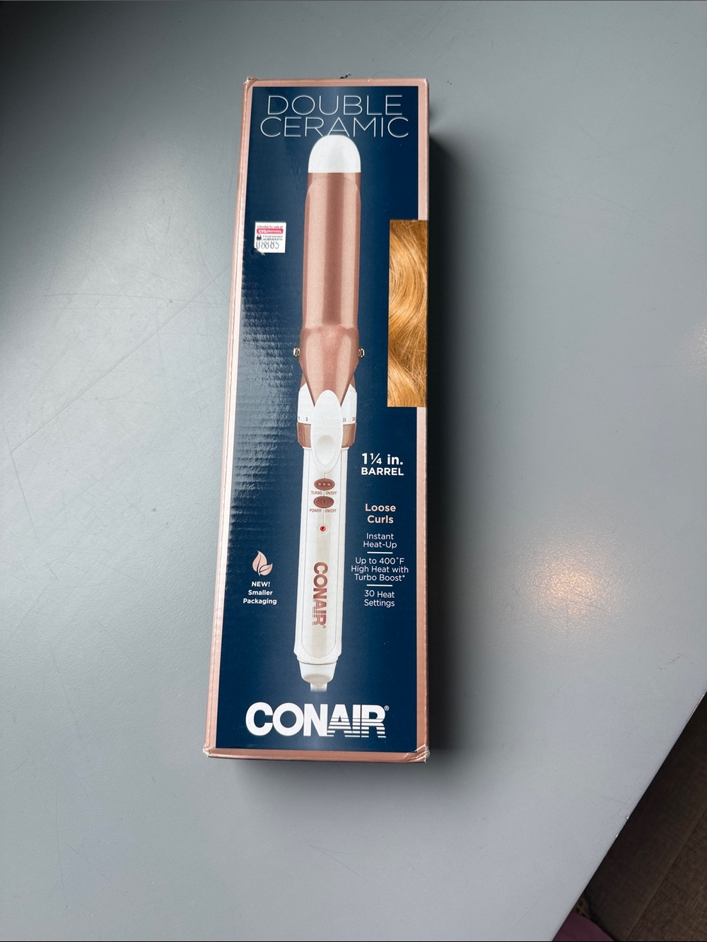 Conair 1¼" Double Ceramic Curling Iron — Rose Gold and White
